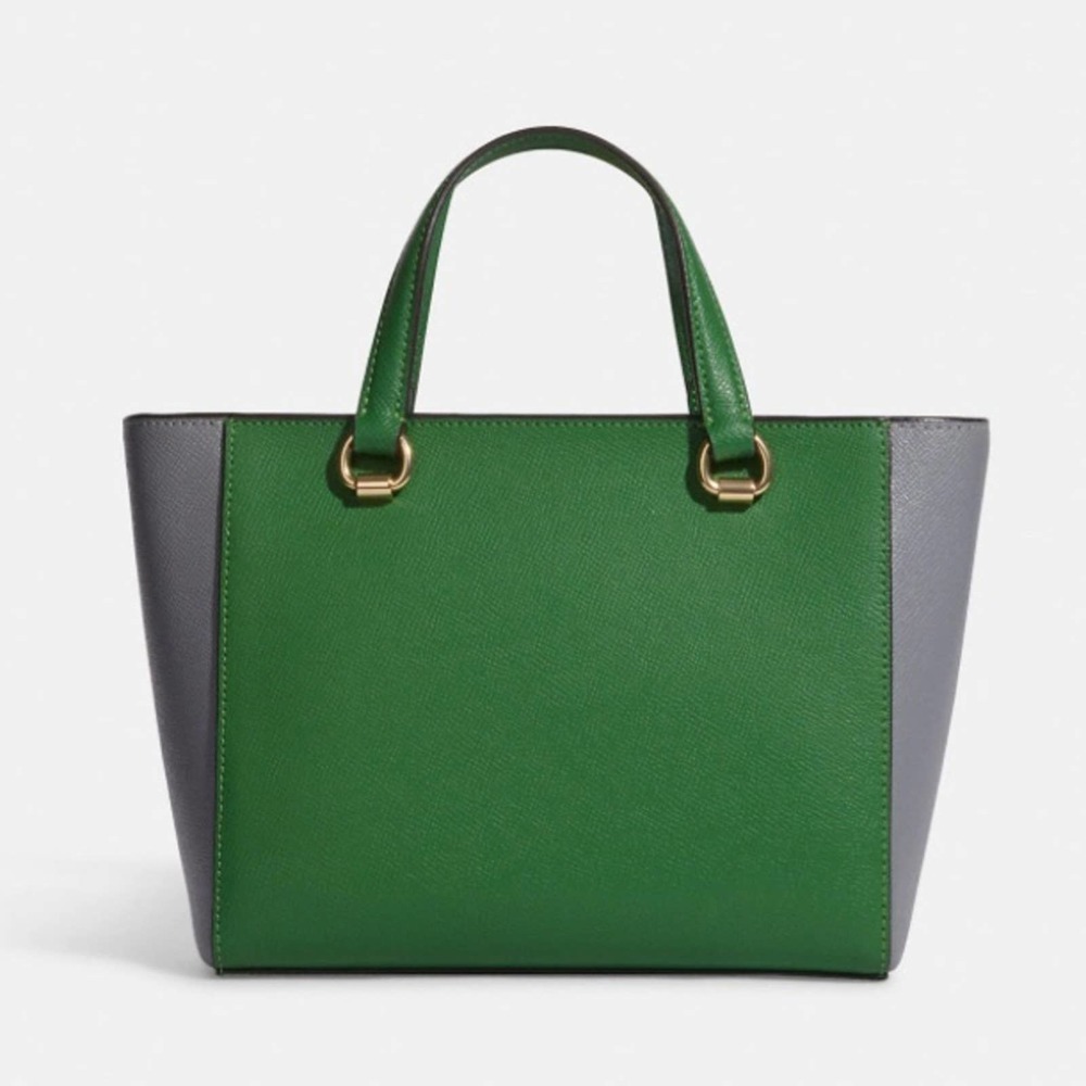 New Coach Alice Satchel in Colorblock / Crossgrain Leather / Green-Grey - Picture 9 of 13